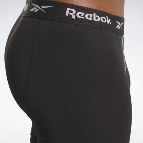 Reebok Men's Compression Long Length Performance Boxer Briefs (3 Pack),  Size Large, Grey/Black/Purple