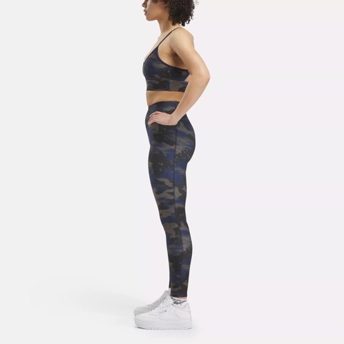 Workout Ready Camo Print Tights Vector Navy Reebok