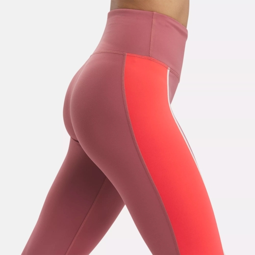 Women Reebok Lux High Rise Compression Tights Size XS Maroon Pink GR9237