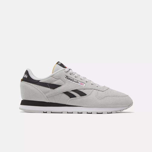 Classic Leather Shoes - Steely Fog / Core Black / Retro Gold | Reebok
