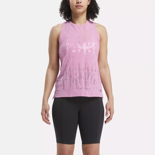 Reebok Studio High Intensity Shiny Lycra Crop Sleeveless T-Shirt