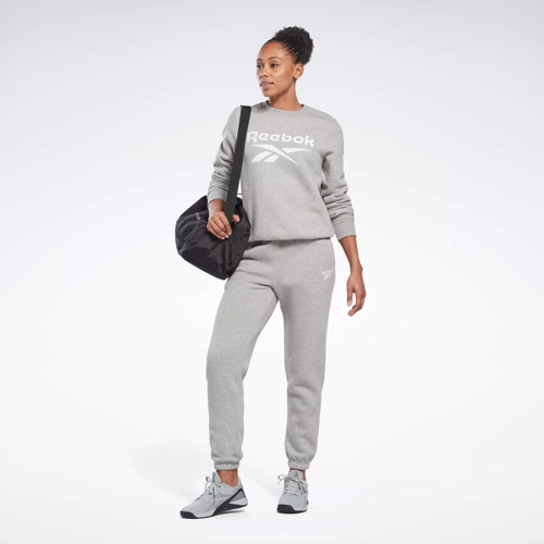 Reebok Identity Small Logo French Terry Crew Sweatshirt (Plus Size) in  Medium Grey Heather