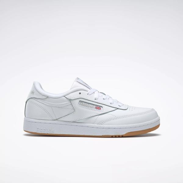 Reebok club c sales gs trainers white gum