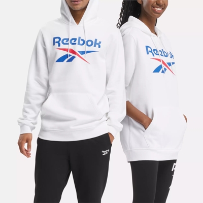 Reebok Identity Fleece Stacked Logo Pullover Hoodie in harmony green