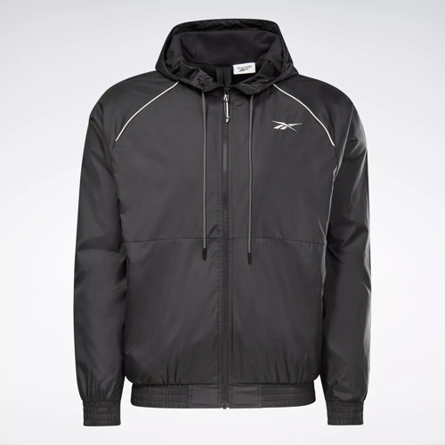 Reebok Men s Regular Fit Fleece Lined Hooded DWR Jacket Black L