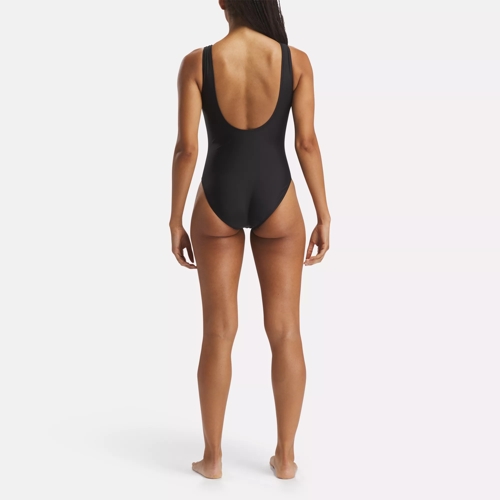 Basic One-Piece Swimsuit with Low Scoop Back - Black | Reebok