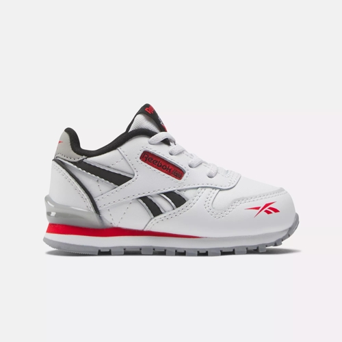 Classic Leather Step N Flash Shoes - Toddler - Ftw Wht / Pure Grey 3 /  Vector Red | Reebok