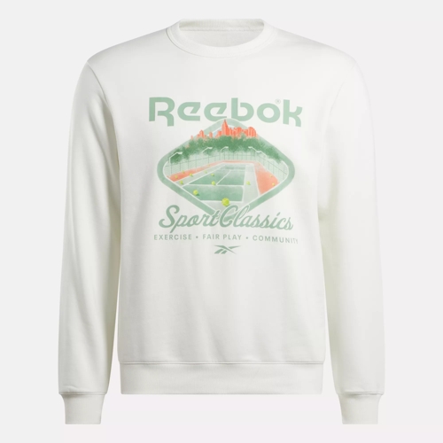 Reebok Men s Eco Classics Court Sport Crew Sweatshirt in Cream Size Small