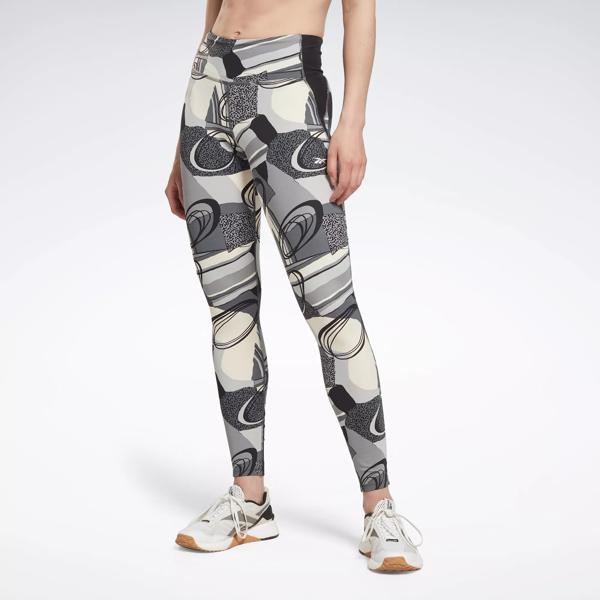  Core 10 By Reebok Womens Lux 2.0 Mid-Rise All Over Print  Leggings