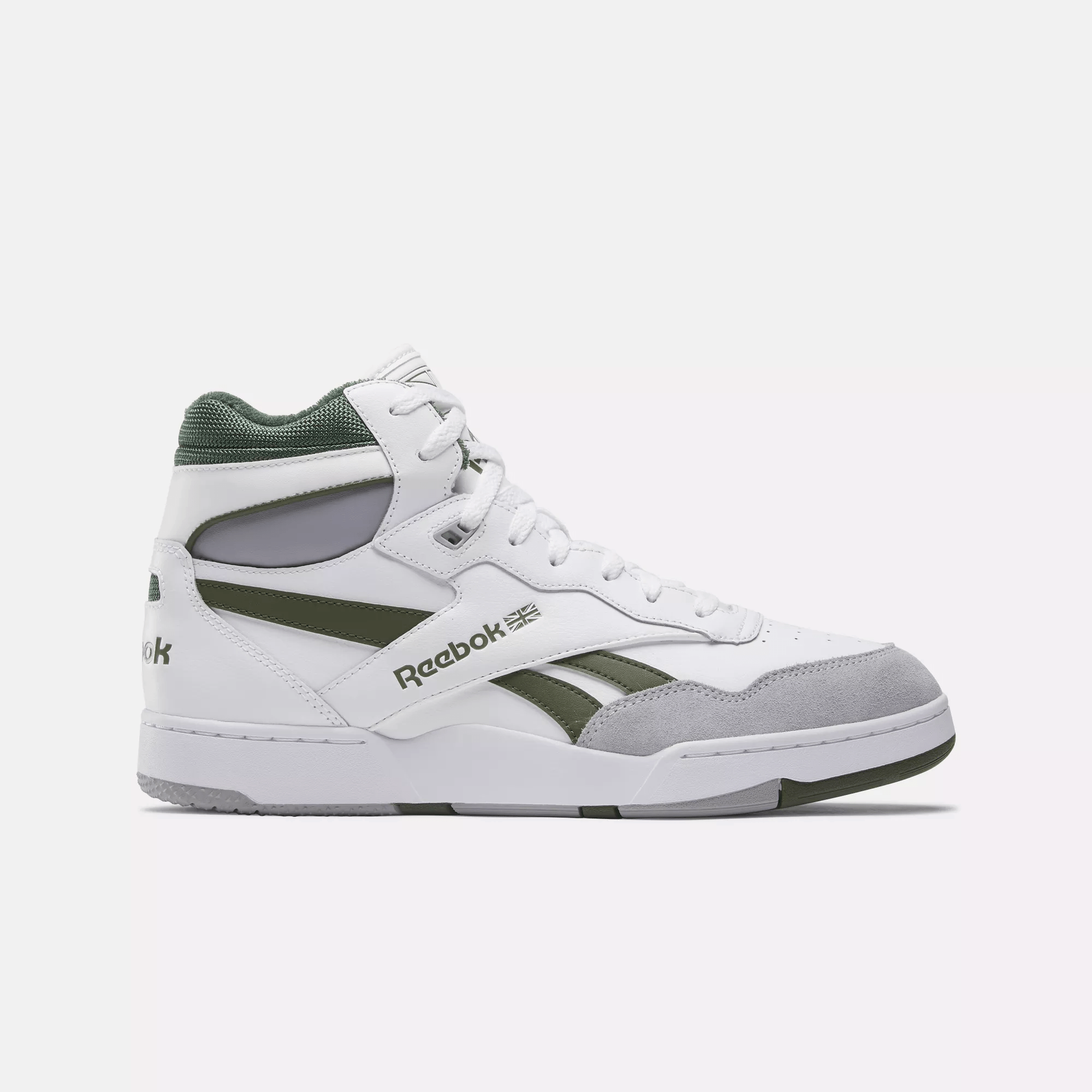 Reebok White & Green Bb 4000 Ii Mid Sneakers In White