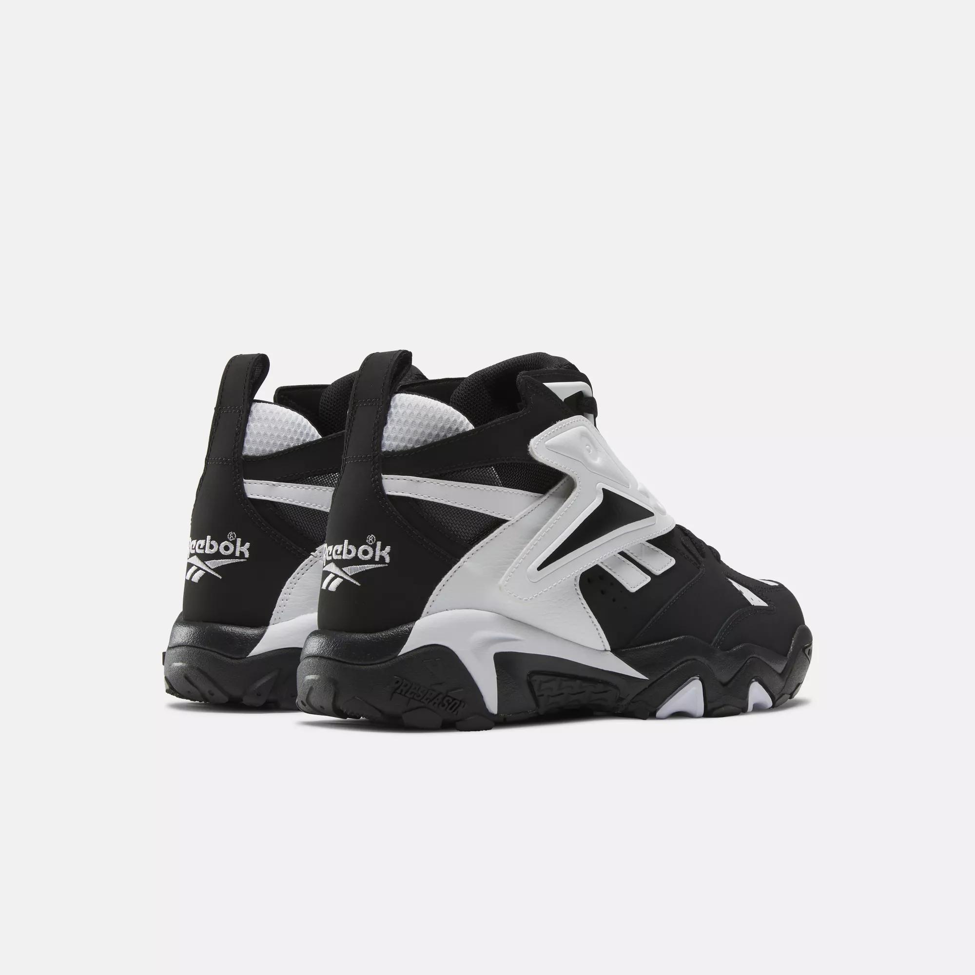 White and cheap black reebok shoes