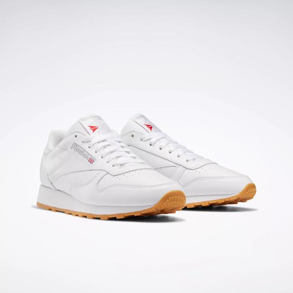 Womens Reebok Classic Leather Athletic Shoe - White / Gum