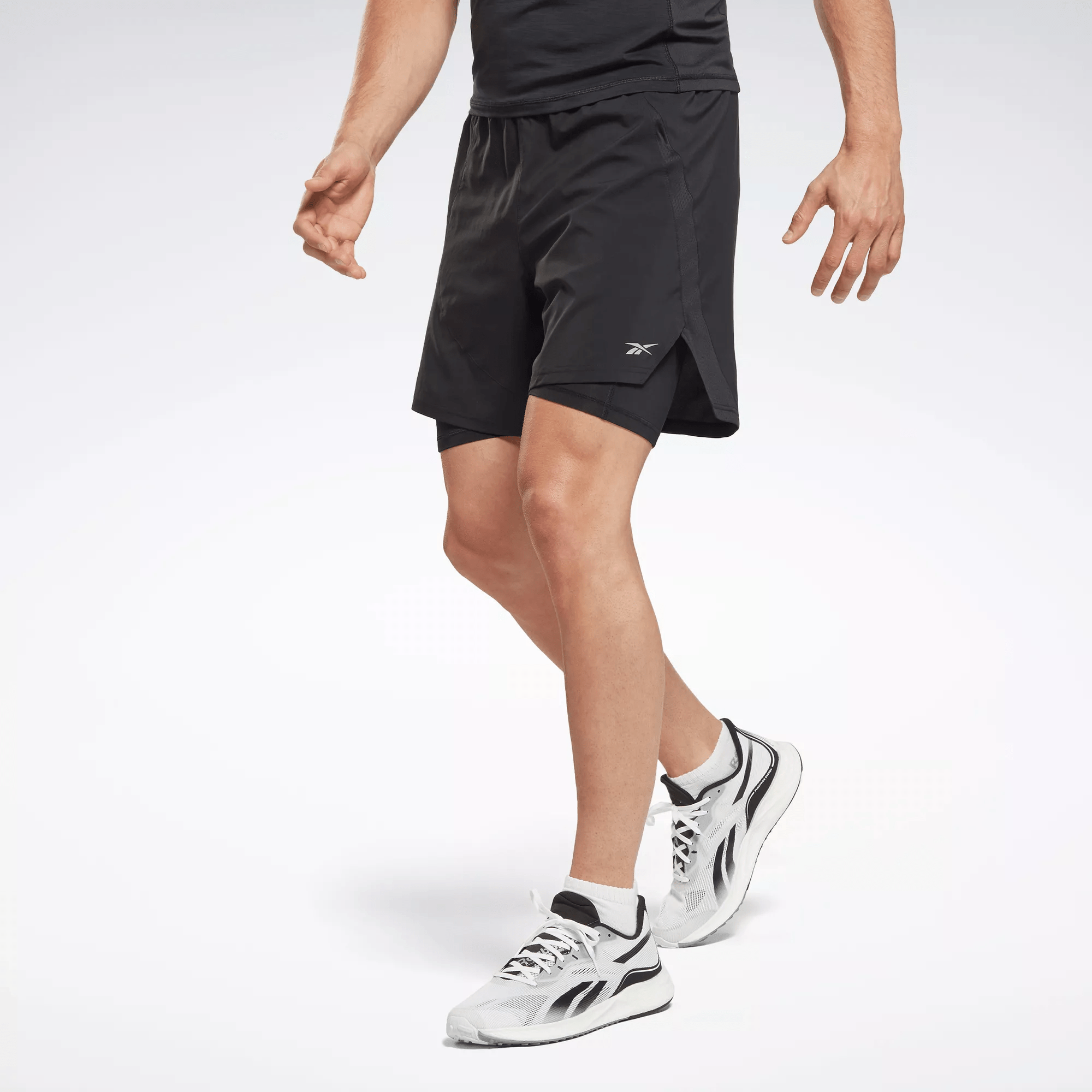 Reebok Running Two-in-one Shorts In Black