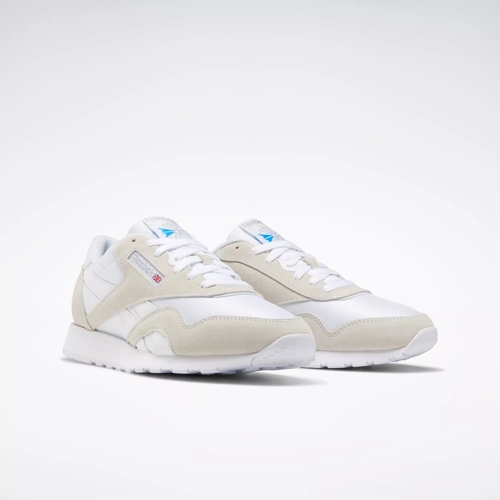 cola Vista corte largo Classic Nylon Men's Shoes - White / White / Light Grey | Reebok