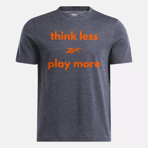 Reebok Unisex Think Less Play More T Shirt in Blue Size S Shop Holiday Gifts and Style