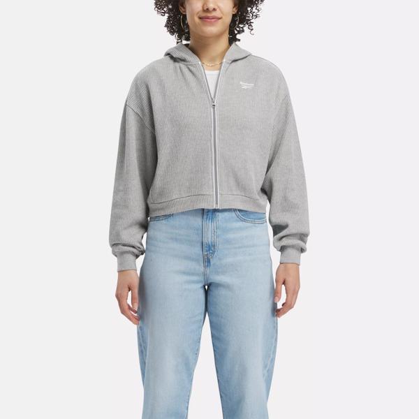 Nike mini swoosh oversized cropped grey 2025 zip through hoodi