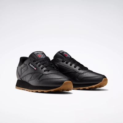 Classic Leather Shoes - Grade School - Core Black / Core Black / Reebok ...
