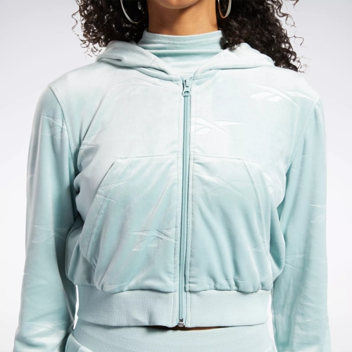 Buy Reebok Lilac Velour Half Zip Cropped Sweatshirt from Next Luxembourg