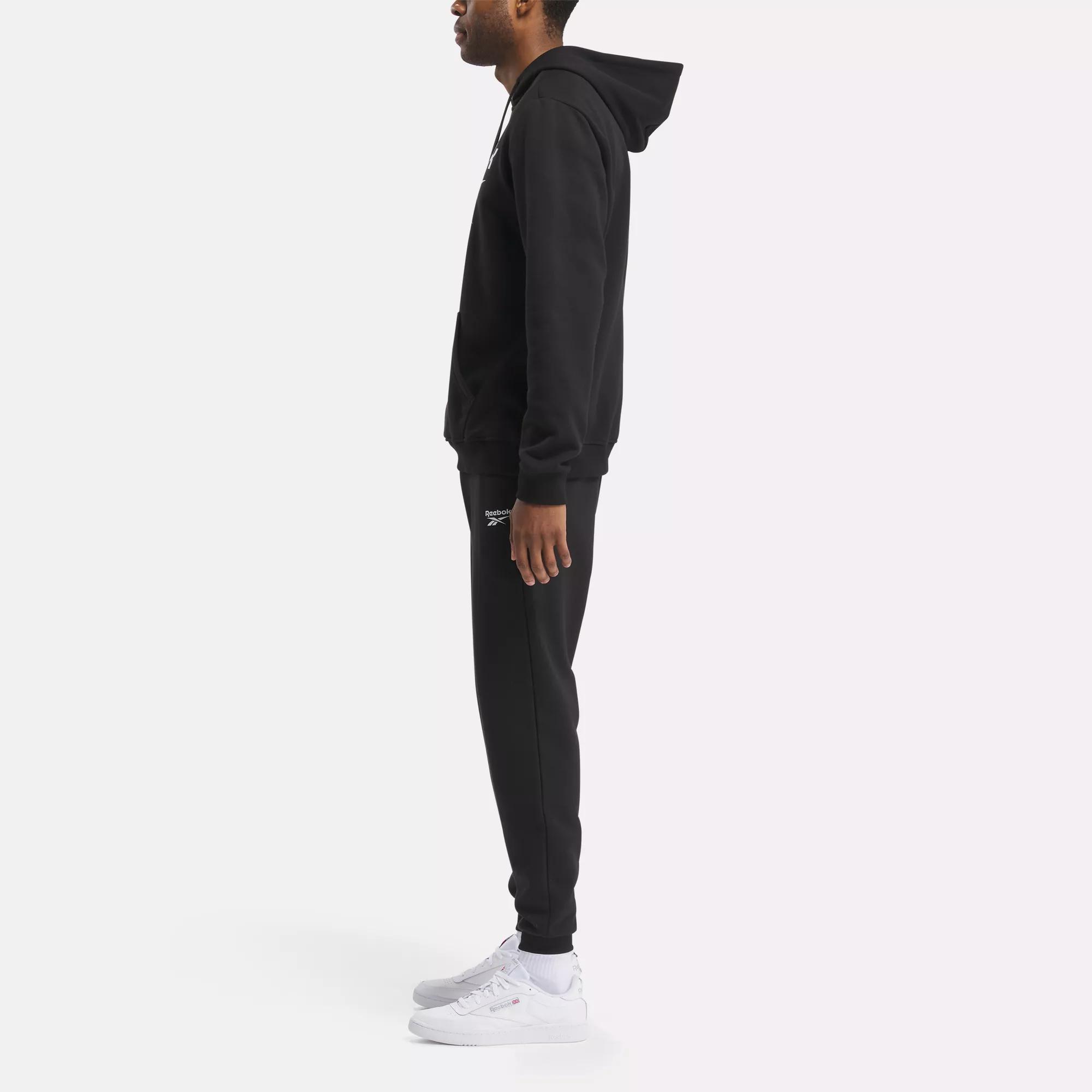 Reebok Identity Fleece Stacked Logo Pullover Hoodie - Black | Reebok