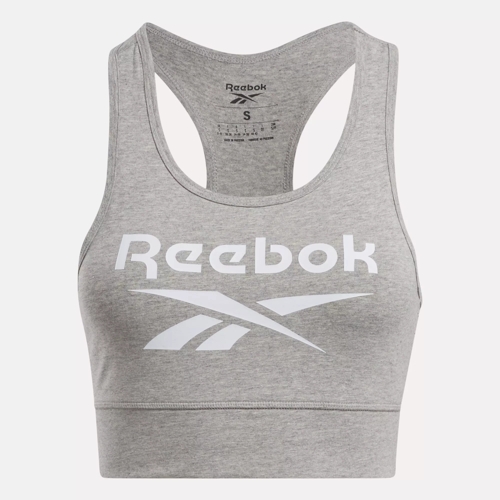 REEBOK HORIZON CHARCOAL HEATHER GRAY SEAMLESS GRAPHIC BRA MEDIUM