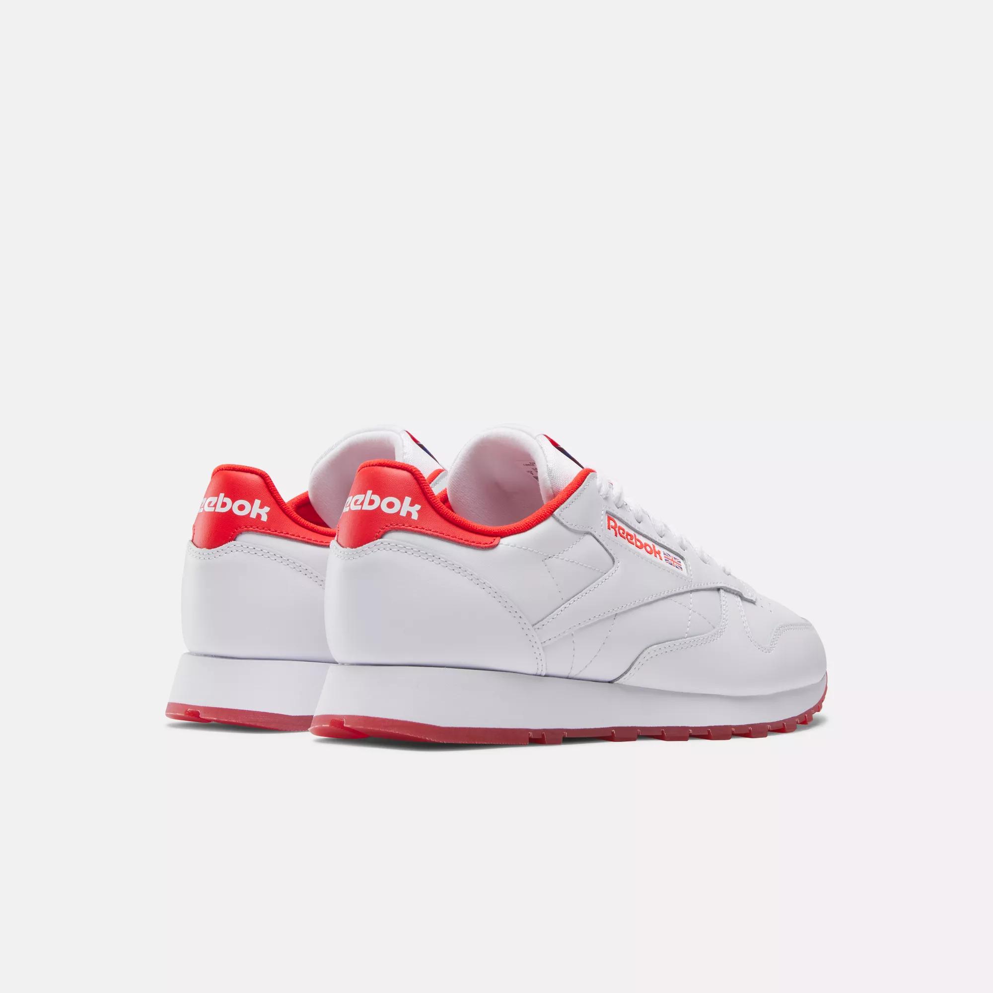 Classic Leather Ice Shoes White White Instinct Red Reebok