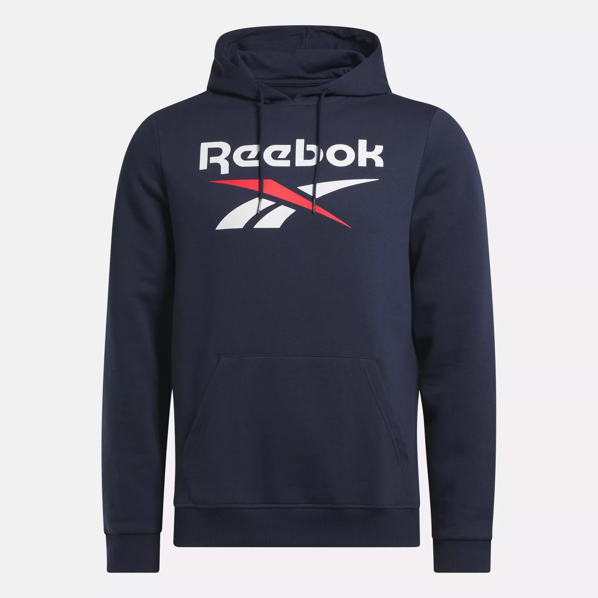 Reebok Men's Identity Fleece Stacked Logo Pullover Hoodie | eBay
