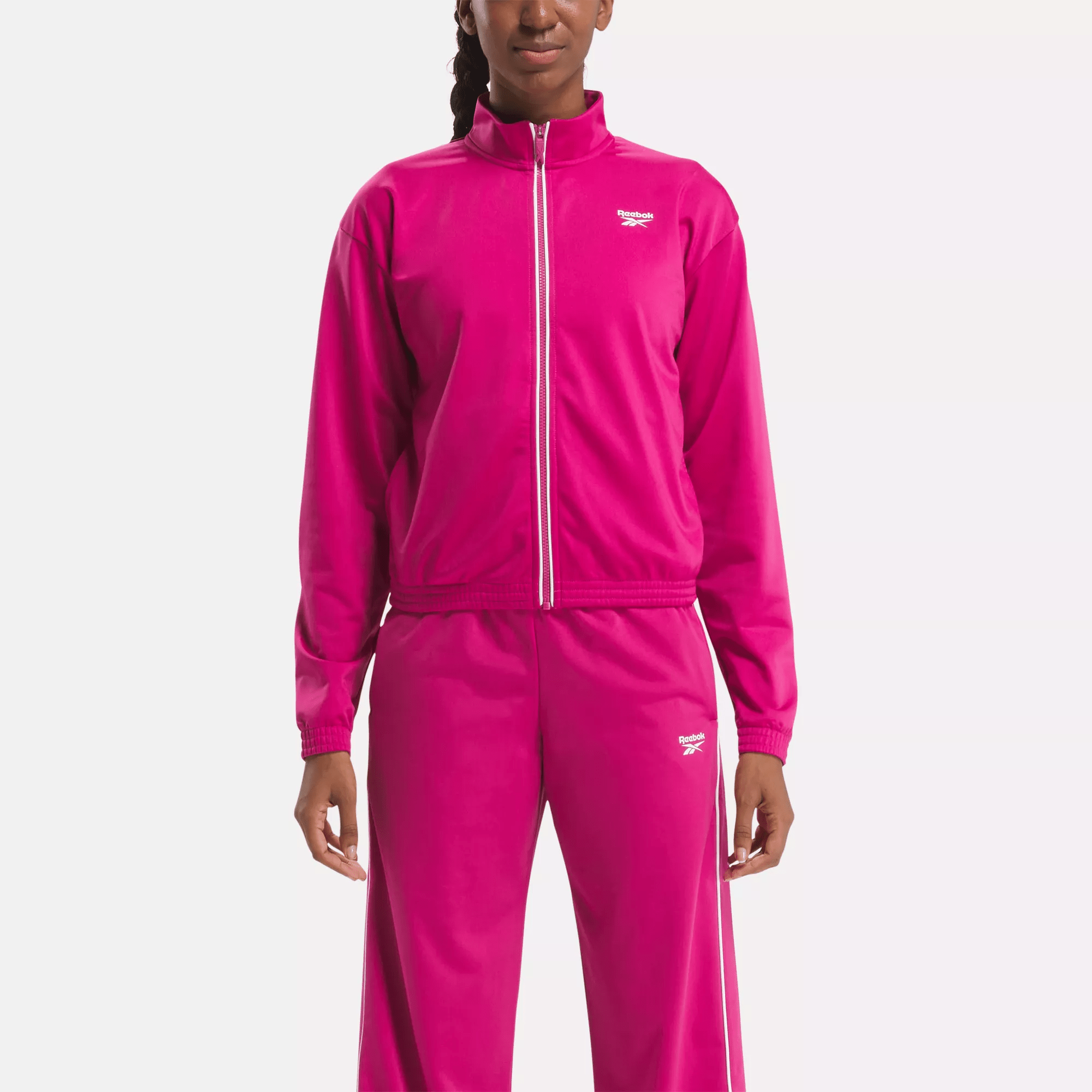 Shop Reebok Women's  Identity Back Vector Tricot Track Jacket In Semi Proud Pink