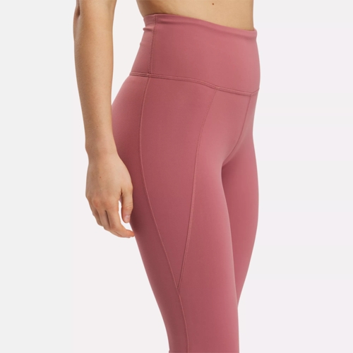 Women Reebok Lux High Rise Compression Tights Size XS Maroon Pink GR9237