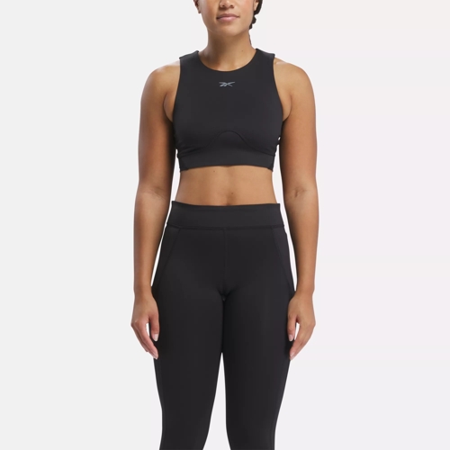 Light Support Ribbed Flex Cropped Sports Bra All in Motion XS NWT Black