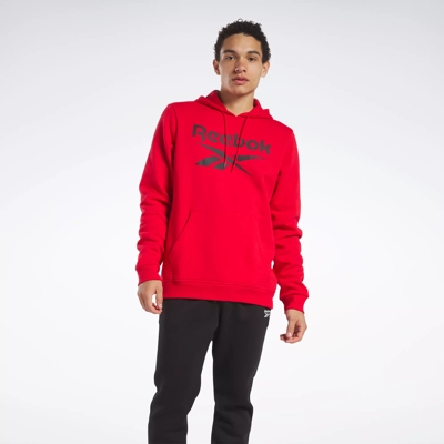 Reebok Identity Fleece Stacked Logo Pullover Hoodie Vector Red