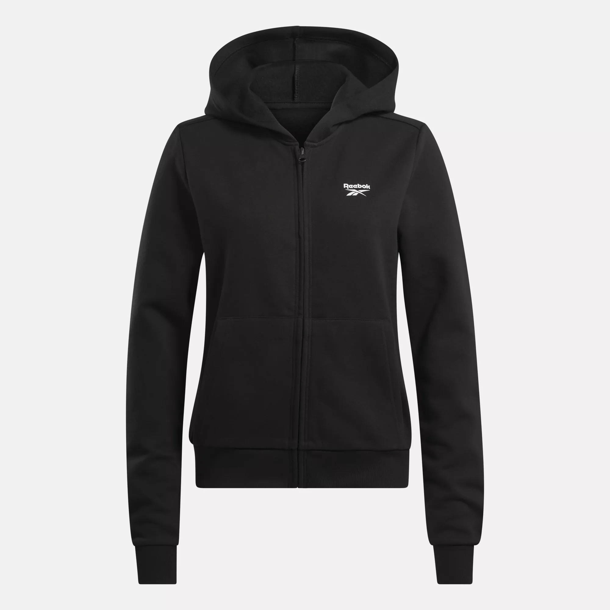 Shop Reebok Women's  Identity Small Logo Fleece Full-zip Sweatshirt In Black
