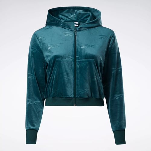 Classics Energy Q4 Velour Zip-Up Sweatshirt (Plus Size) - Forest Green