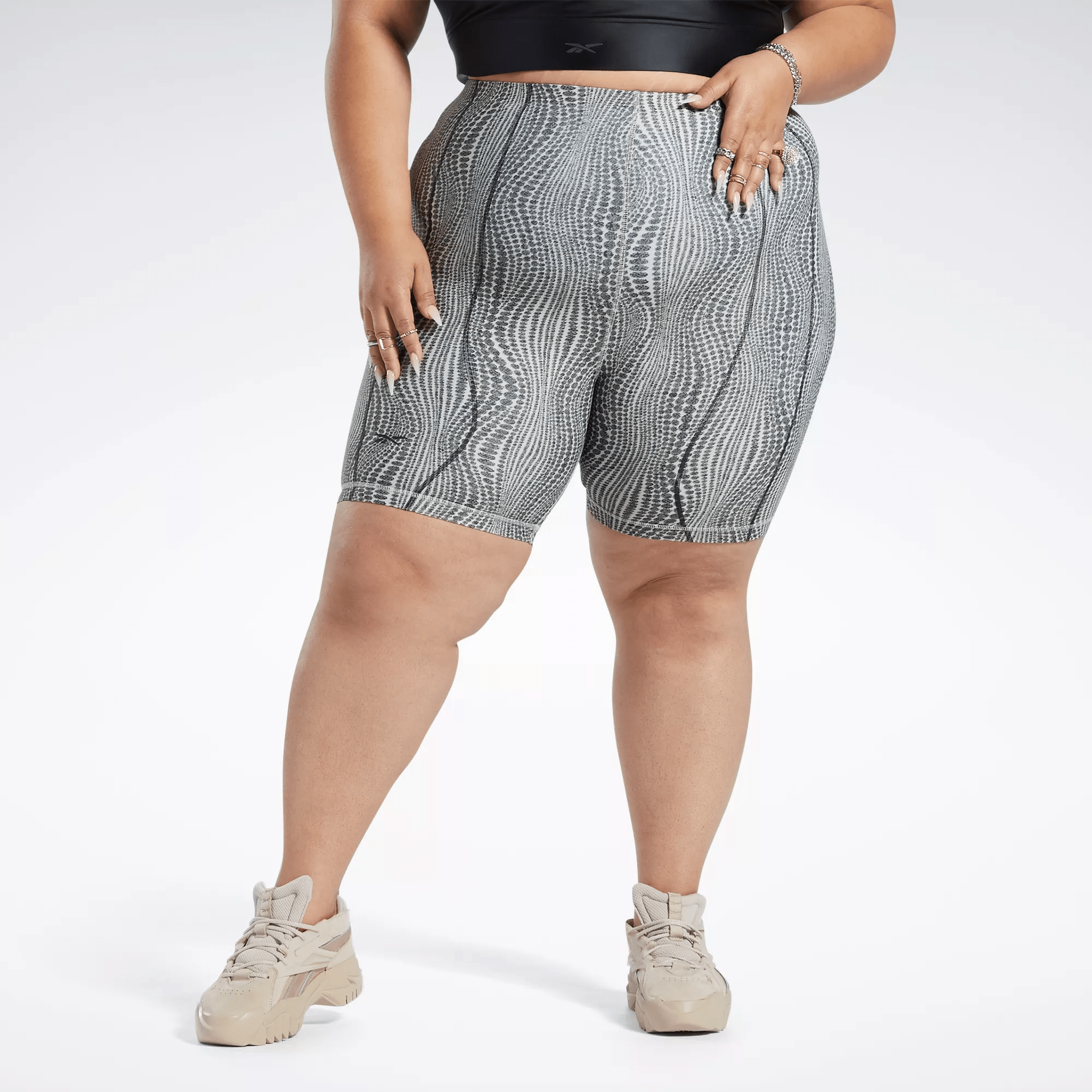 REEBOK CARDI B HIGH RISE LEGGING SHORTS (PLUS SIZE)