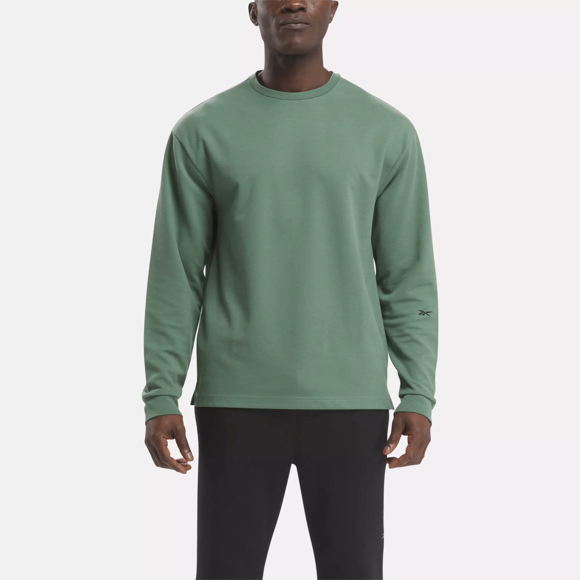 Shop Reebok Men's Active Collective Long Sleeve T-shirt In Trek Green
