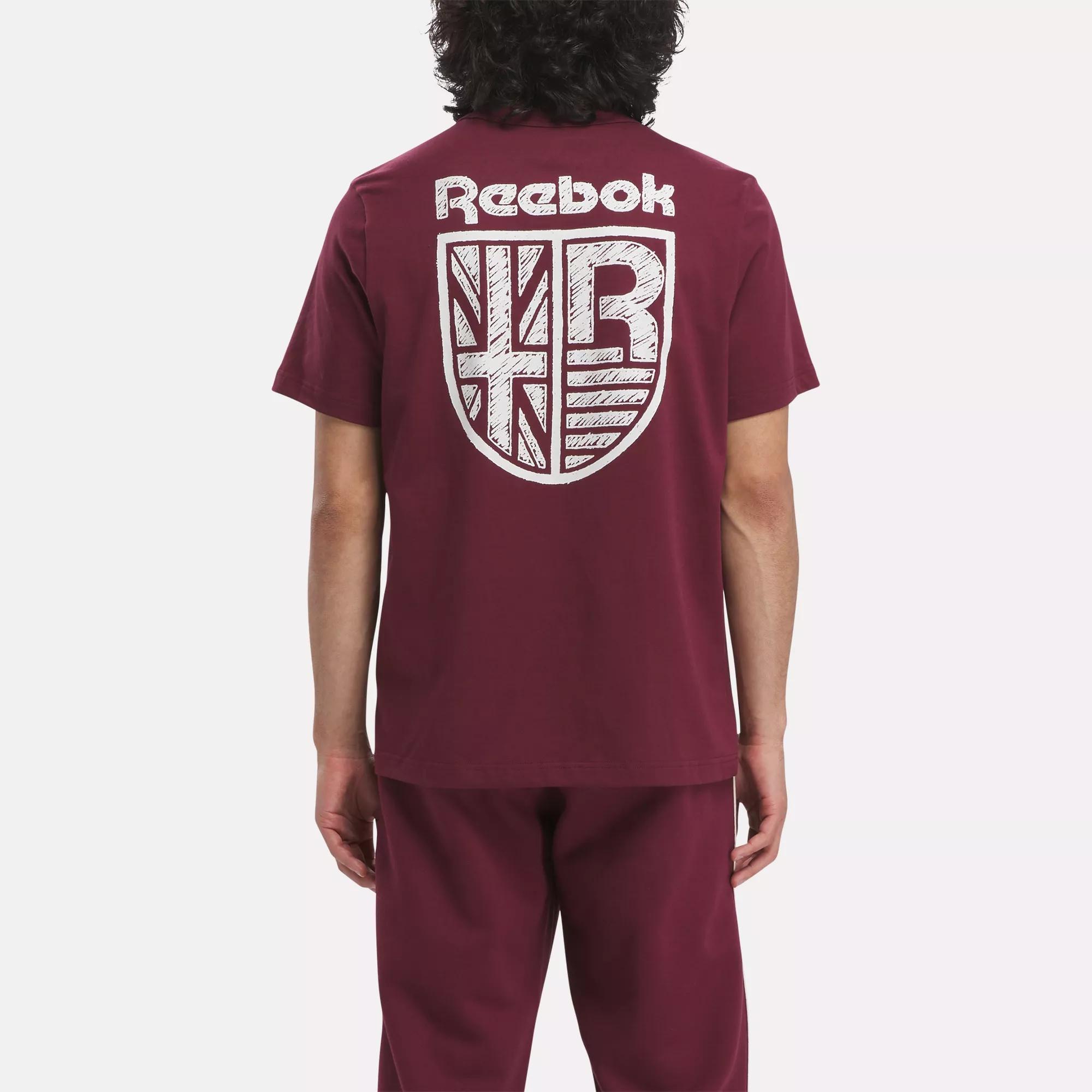 Reebok velour t-shirt with central logo in maroon exclusive to