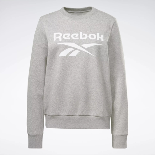 Reebok Identity Small Logo French Terry Crew Sweatshirt (Plus Size) in  Medium Grey Heather