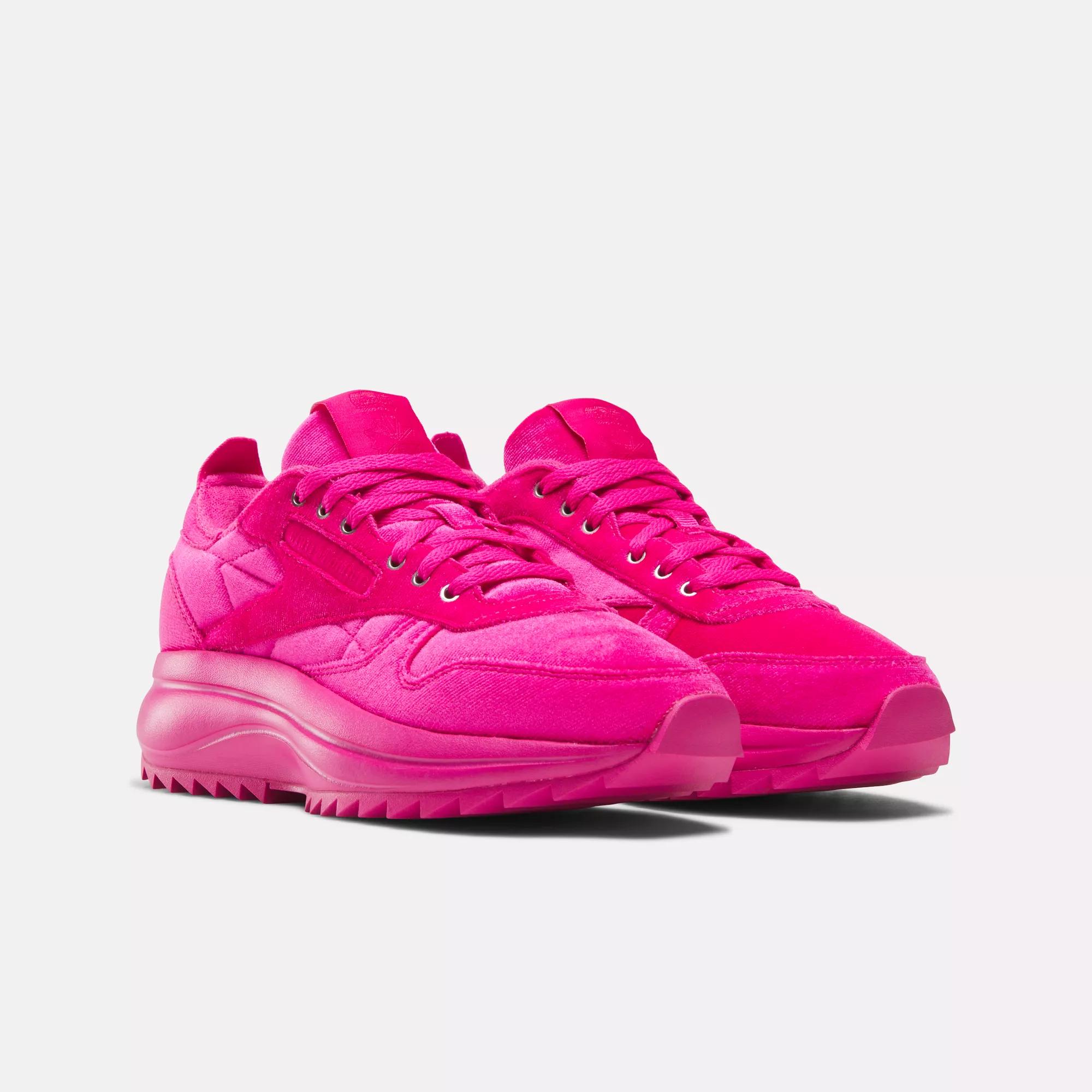 Pink reebok classics shops womens