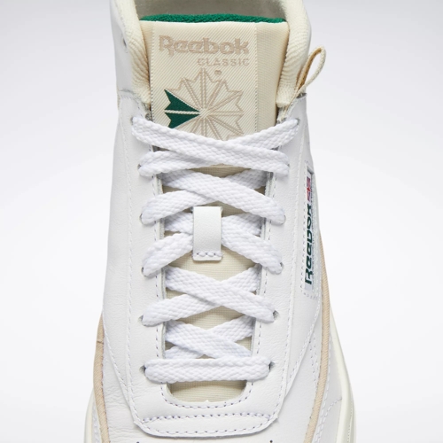 Reebok Club C Double GEO mid sneakers in chalk with dark green detail