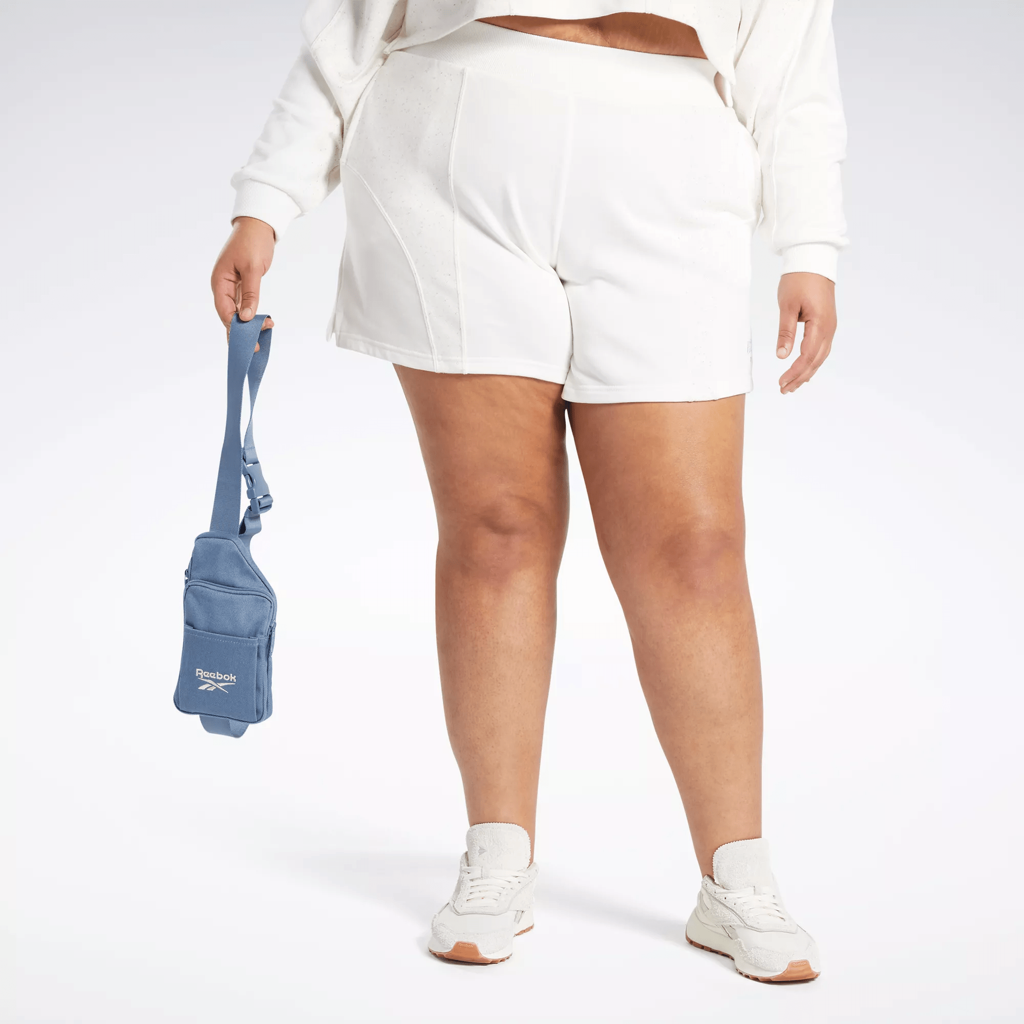 Reebok Women's  Classics Varsity High-rise Rib Shorts (plus Size) In White