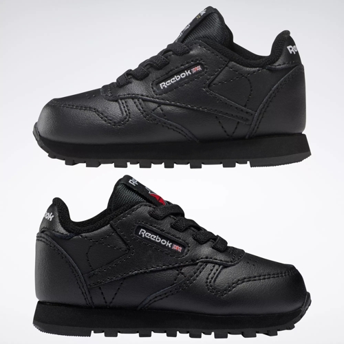 Classic Leather Shoes - Toddler - Core Black / Core Black / Core Black |  Reebok