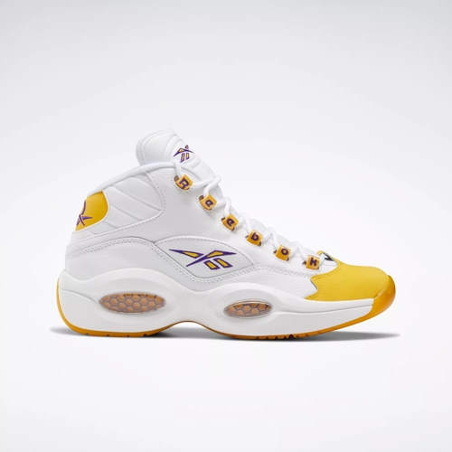 Question Mid Men's Basketball Shoes - White / Yellow Thread / Violet | Reebok