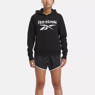 Reebok Identity Small Logo Fleece Full Zip Hoodie Sweatshirt in Black