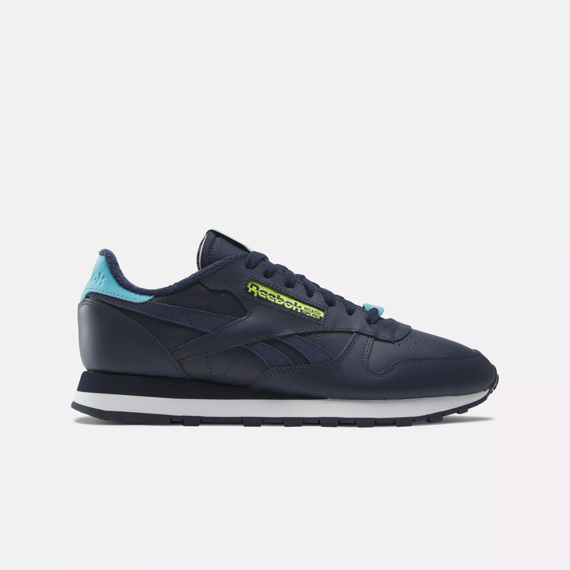 Shop Reebok Unisex Classic Leather Shoes In Vector Navy / Acid Yellow / Bold