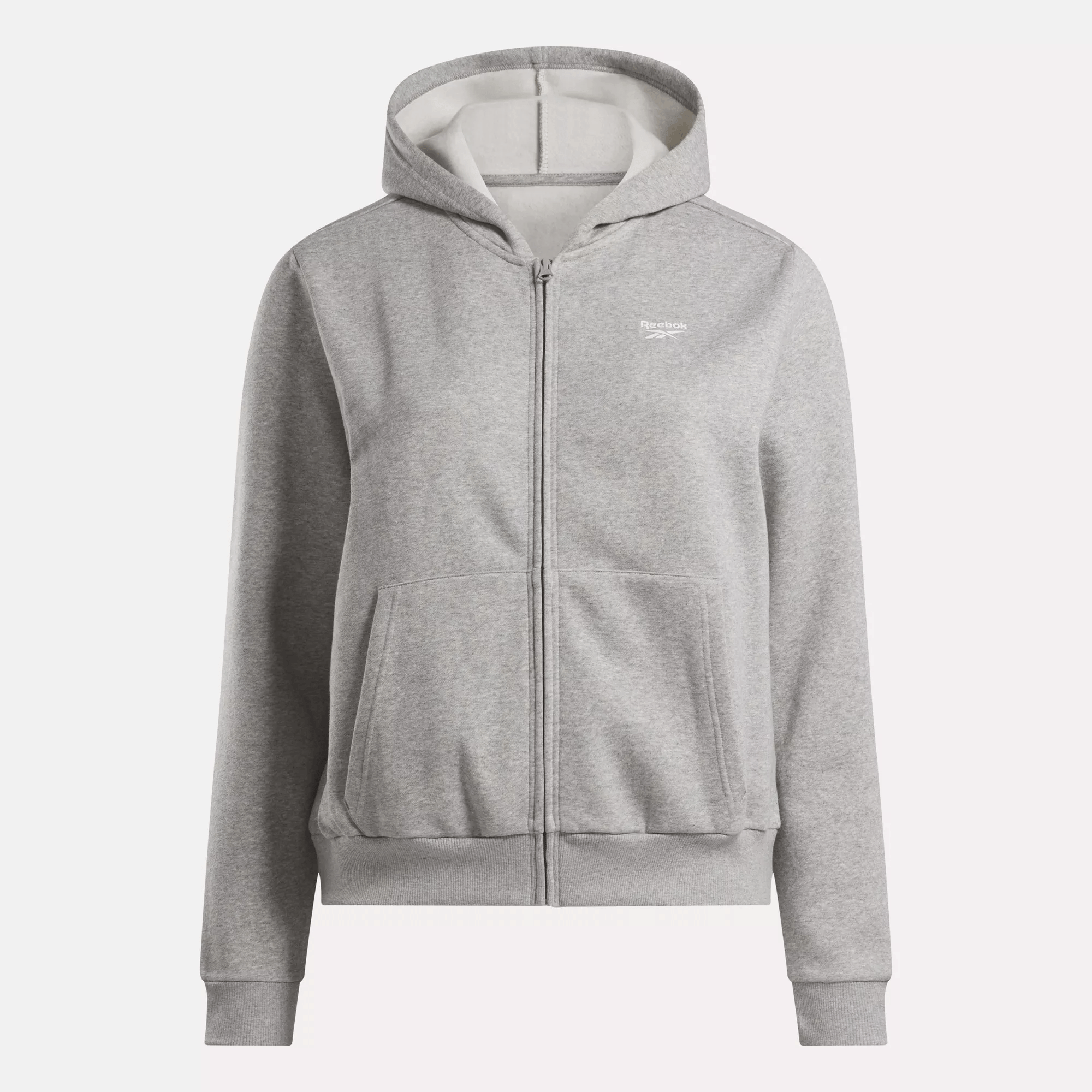 Reebok Women's  Identity Small Logo Fleece Full-zip Sweatshirt (plus Size) In Grey