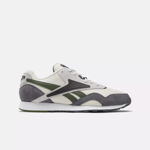 Classic Nylon Plus Men's Shoes - Pure Grey 7 / Vintage Chalk / Core Black |  Reebok