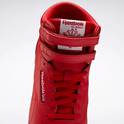 Red reebok sale high tops