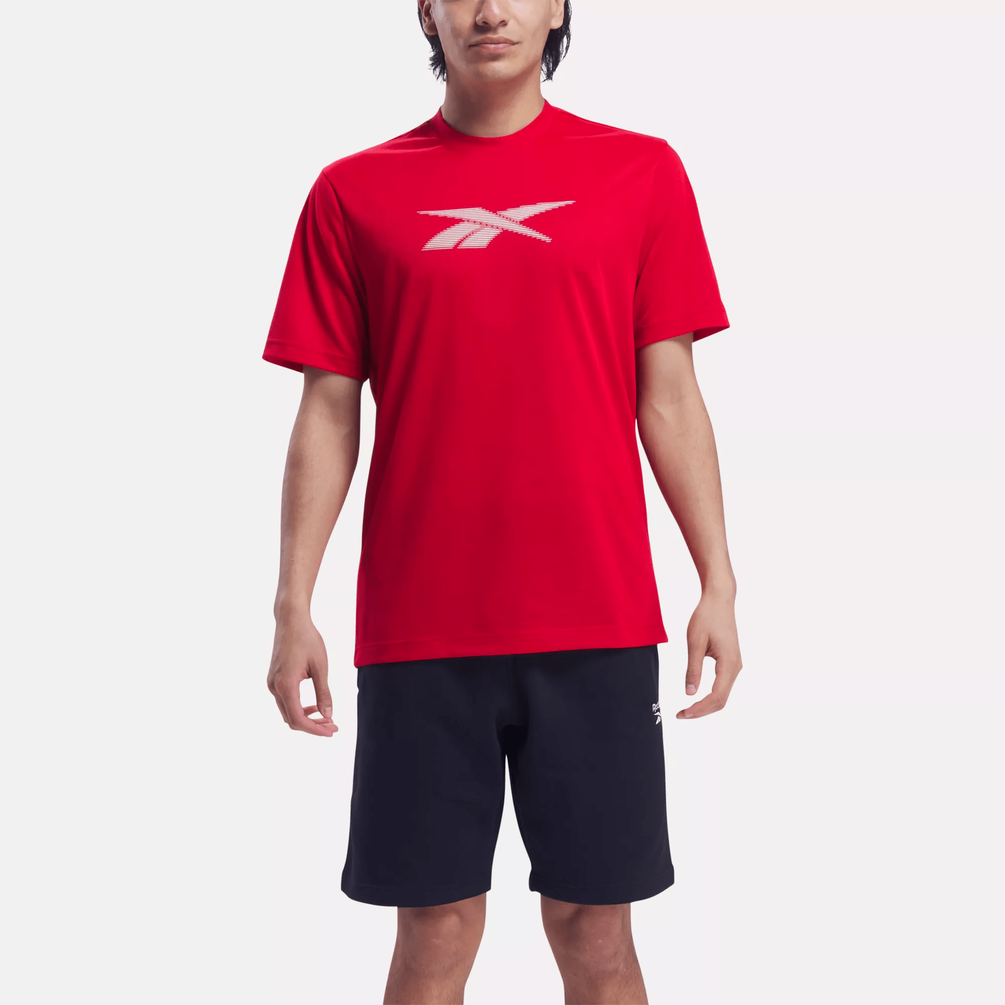 Shop Reebok Men's Front Vector Performance T-shirt In Vector Red