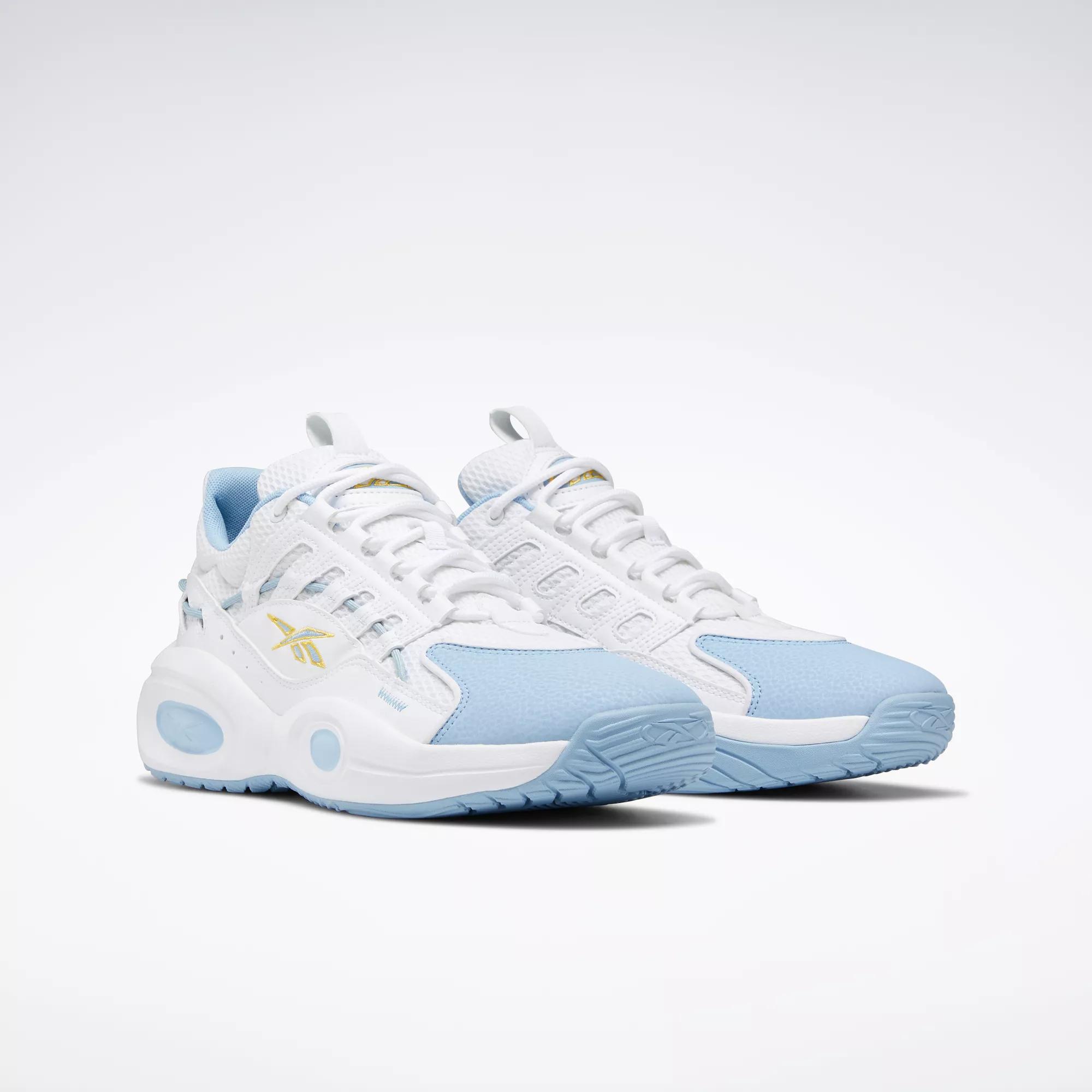 Reebok Solution Mid Basketball Shoes Ftwr White / Fluid Blue / Toxic Yellow Reebok