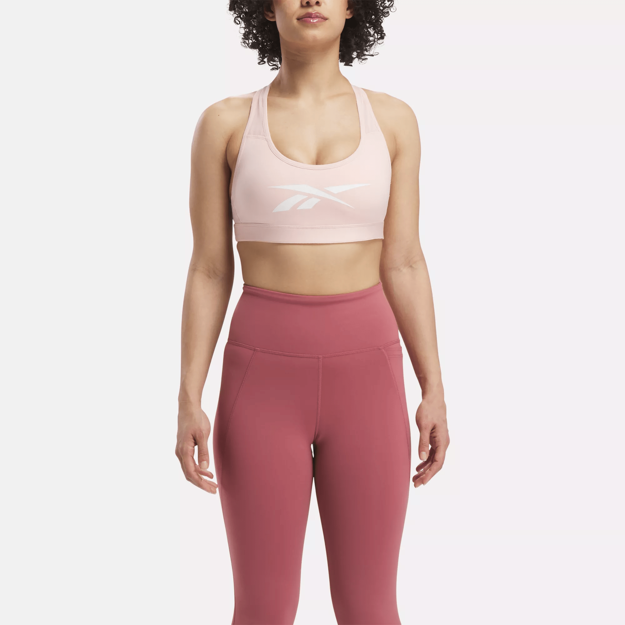 Reebok Lux Vector Racer Sports Bra In Pink