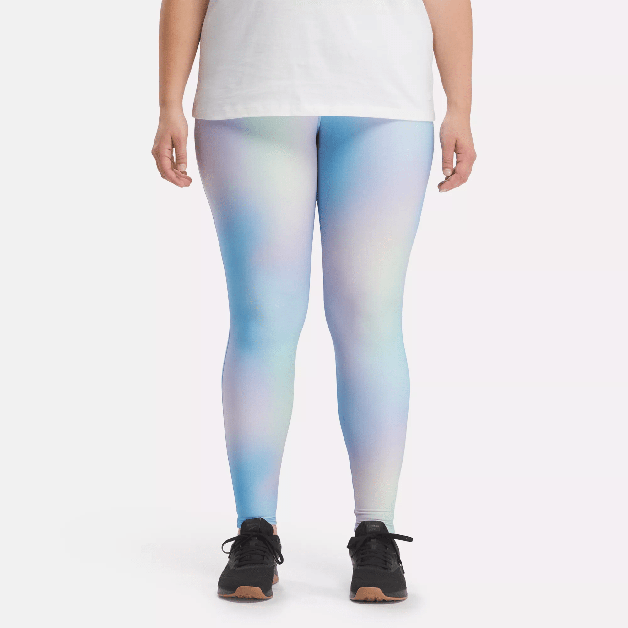 Shop Reebok Women's Lux Bold High-rise Printed Leggings (plus Size) In Bold Cyan